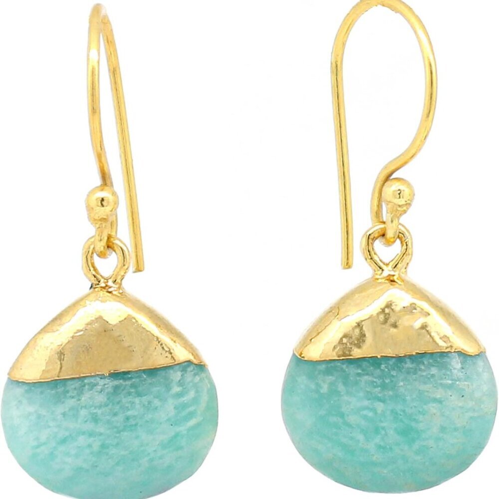 Gempires Natural Pear Cabochon Hook Earring, Meditation Earring, Handamde Jewelr